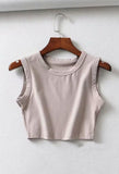 Yoga Solid Cropped Tank Top- Outfit