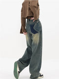 Zingj New Retro Wash Do Old Straight Leg Jeans Female Design Feeling High Waist Loose Versatile Drag Wide Leg