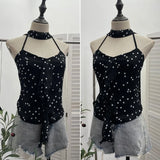 Shooting Lotus Side Hanging Neck Leopard Sling Female Summer Hot Waist With Small Vest Short Top