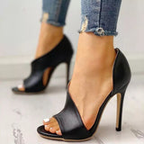 Summer Station 4243 High-Heeled Fish Mouth Sandals Women Large Size Sidefish Thin Women's Shoes Fashion