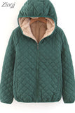 Women Autumn Winter Parkas Coat Jackets Female Lamb Hooded Plaid Long Sleeve Warm Winter Jacket S~3XL casaco