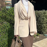 The Autumn Of 2025, The New Fashion Shawl-Style Slaying Splicing Body Slimming Blazer Woman's