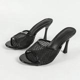 New 9CM High Heel Thin Mesh Slippers Women Cool Drag Toe Comfortable Large Size Women's