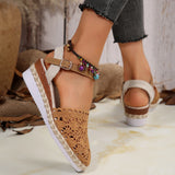 Slope Heel Sandals 2025 Summer New Bun Head Weaving A Word Buckle With Women's Sandals