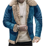 Winter New Fur Integrated Men's Coat Thick Imitation Leather Velvet Printed Jacket