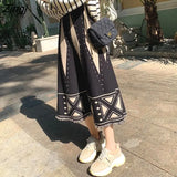 Geometric Print Knitted Skirts Women Autumn National Style Tassel Midi Skirt Female Elegant High Waist A-line Long