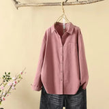 Women's Lint-Tuff Long-Sleeved Shirt Women's Cotton Comfortable Solid Shirt Women's Clothing In Autumn