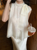 Xixi 2025 Summer New Korean Version Of The Temperament With Chiffon Sleeveless Shirt Women's Top