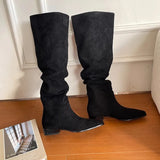 Wide-Tight Leg Boots Large-Sleet Boots Children Flat Base Pile Boots Straight Boots Straight Boots High