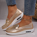 Bottom Round Head Metal Buckle Low Single Shoes Women Large Size Stone Pattern Four Seasons Lazy Happy