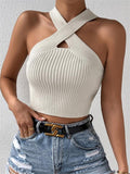 Women's New Slim Slim Cross Hanging Neck Knitted Sweater Vest