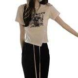 Zingj Girl Style Design Sense Short T-Shirt Summer 2024 New Irregular Chic Niche Ins Short Sleeve Shirt Women's