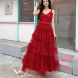 Light Yarn Bare Back Sweet Wooden Ear Slings Long Shaft Fairy Air Mesh Irregular