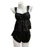 Princess Wind Ice Silk Hanging Pajamas Set Girl Sweet And Cute Summer Flavender