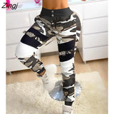 Trendy Autumn Buckle Camouflage Print Cargo Pants Women Casual Long Trousers Daily Wear Loungewear Tactical Pants For