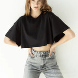 Spring Summer New Pure Color Short T-Shirt Women Hot Y2K Cotton Short-Sleeved Top Hot