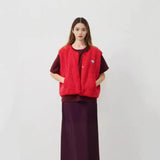 Women's Sleeveless Wool Vest Top Fashion Lady Spring And Autumn Loose Single-Row Buckle Vest
