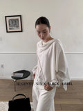 Xixi 2025 Autumn New Black Standard Loose Long-Sleeved Neck Cape Knitted Woolen Woman