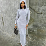 Zingj Solid Color Tight Dress Socialite Wind Long Style Step Buttock Skirt Long Sleeve Dress