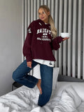 Style Retro Hottie Letter Print Dress Girl Spring New Rotten Hooded Loose