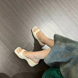 Head High Cool Slippers Women Summer New Korean Version Of Simple Toe Slope And Thick Bottom Type Wearing Slippers
