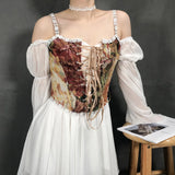 And Winter New Women's Style French Retro Oil Style Sling Vest Fish Bone Shaping Body With