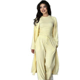 2025 New Women's Round-Neck Long-Sleeved Broad-Legged Trouser Commuting