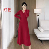 Zingj Knitting Dress That Matches Overcoat Female Autumn Winter Temperament Famous Socialite Senior Sense To Close Waist Inside Build A Word Wool Skirt Long