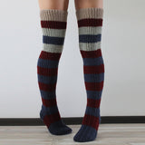 Zingj Socks Fashion Y2K Striped Long Over Knee Knit Pile Socks Woman