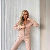 Autumn And Winter Plus Velvet Long-Sleeved Hooded Long-Sleeved Lady's Trousers