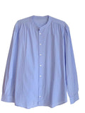 Version Of The Round-Necked White Shirt Women's Long Sleeve 2025 Autumn Cotton Shirt Showing Thin Retro Design Sense Niche