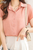 Shirts and Blouses Stripe Fashion Woman Blouse 2023 Elegant Women Tops Flying Sleeve Casual Shirts OL Chiffon White