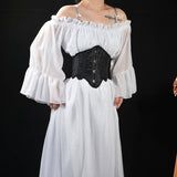 Short Model 4 Buckle Antler Embossed Flower With Beautiful-Looking Belt Ceiling Petals Under The