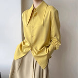 High-End Sharp Collar Shirt Female Port Taste Retro Trendy Modern Hanging Shirt Chic Niche