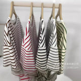 And Summer Fashion Loose Cotton Striped T-Shirt Women Casual Round Neck Long Sleeve Open Top Hot