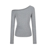 Zingj Desire Hot Girl Slim Slim Show Thin Off-Shoulder Long Sleeve T-Shirt Women's Early Autumn Design Sense Versatile Bottom Shirt Student