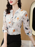 for Women 2023 Fall V-neck Women's Luxury Blouses Flower Women Tops Elegant and Youth Woman Blouses Basic Female