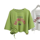 Zingj Summer Chic Draw Rope Short Jacket Bottom Shirt Women's Design Temperament Short-Sleeved T-Shirt Women's
