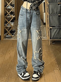 Vintage Wash Distressed Star Patch Boyfriend Jeans- Outfit
