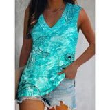 Summer Loose Tank Top Women Beach Sleeveless Shirt Women's Printed Vest Women Blusas Para Mujer Female Clothing