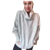 High-Necked Ladies Solid Color Knitwear Fashion Lantern Loose Long-Sleeved Casual