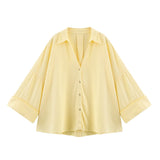 New Linen-Blend Wide-Sleeved Loose Shirt