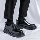 Zingj Shoes Men Low Bang Martin Boots Thick Platform Work Shoes British Couples Casual Cool Black Little Leather Shoes