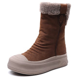 Cowhide Lamb Wool Snow Boots Winter New Maillard Warm And Velvet Boots Thick Bottom