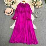 Break Orange Taut French Lotus Leaf Dress High-End Exquisite Age-Dexing Elegant Long Dress Women Autumn