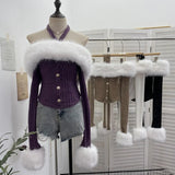 Shooting Babes V-Neck Lace Lace Splicing Belt Long Sleeve Design Irregular Short Bottom Top