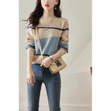 Female Set Head Spring 2025 New Foreign Style Knit Sweater Inside The Korean Version Of Loose Sweater Half Turtleneck Bottom