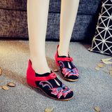 Zingj Shoes Cotton Shoes Autumn And Winter Style National Wind Beef Tendon Bottom Round Head Low Heel Canvas Embroidered Cloth Shoes Mother