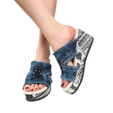Summer With High-Heelage Slippers Women's Slopes And Thick-Bottom Cloth Beach Cold