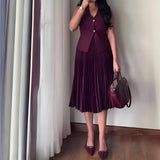 Women's Clothing 2025 Spring New Sleeveless V-Neck Vest Pressure Skirt Temperament Fashion Suit